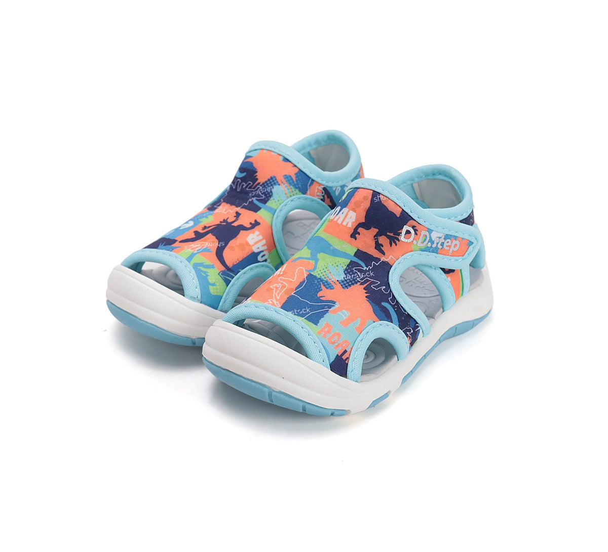 D.D.Step sandale baieti "Quick Dry" 20-31 Aero Blue cu dino