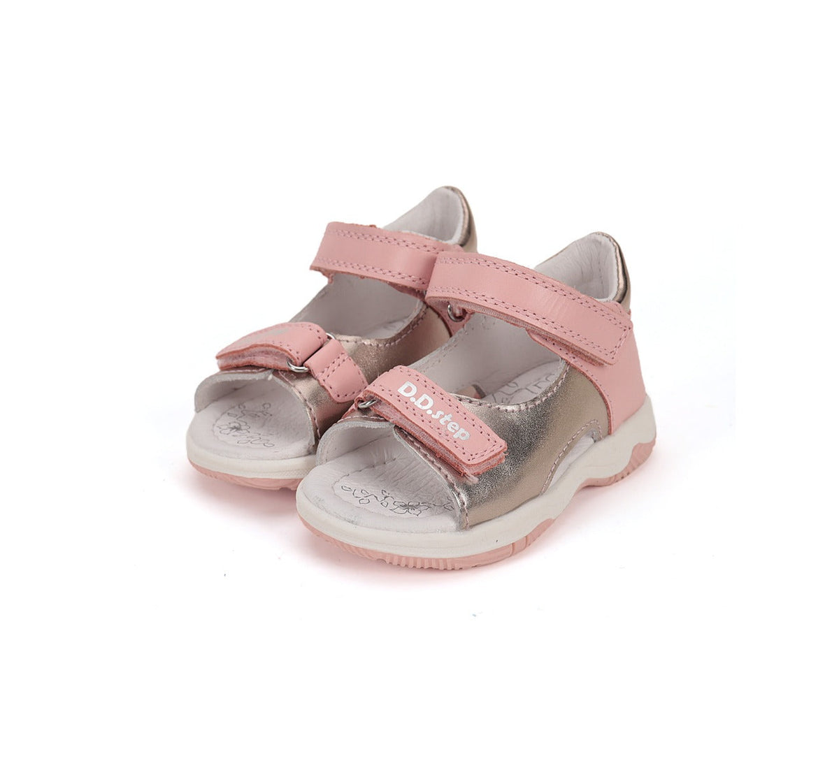 D.D.Step sandale fete 19-24 Baby Pink cu auriu