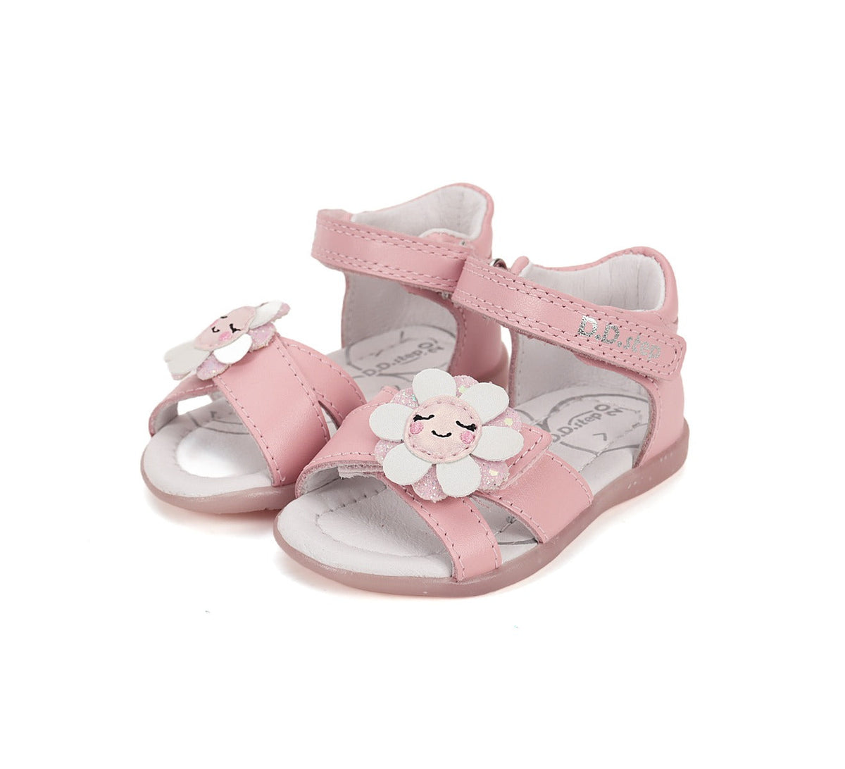 D.D.Step sandale fete 19-24 Baby Pink cu floare Imagine principală a produsului