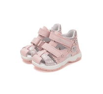 D.D.Step sandale fete 25-30 Baby Pink cu floaricele argintii