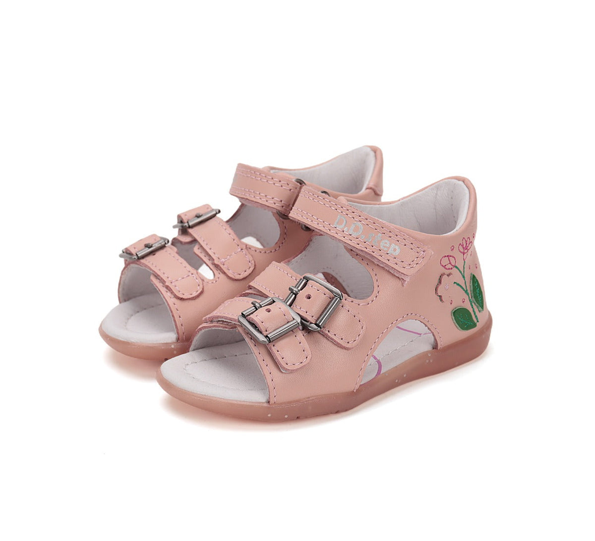 D.D.Step sandale fete 19-24 Baby Pink cu flori Imagine principală a produsului