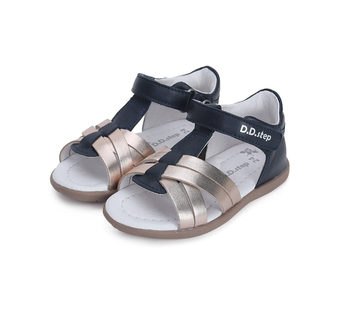 D.D.Step sandale fete 19-24, Royal Blue cu roz gold Imagine principală a produsului