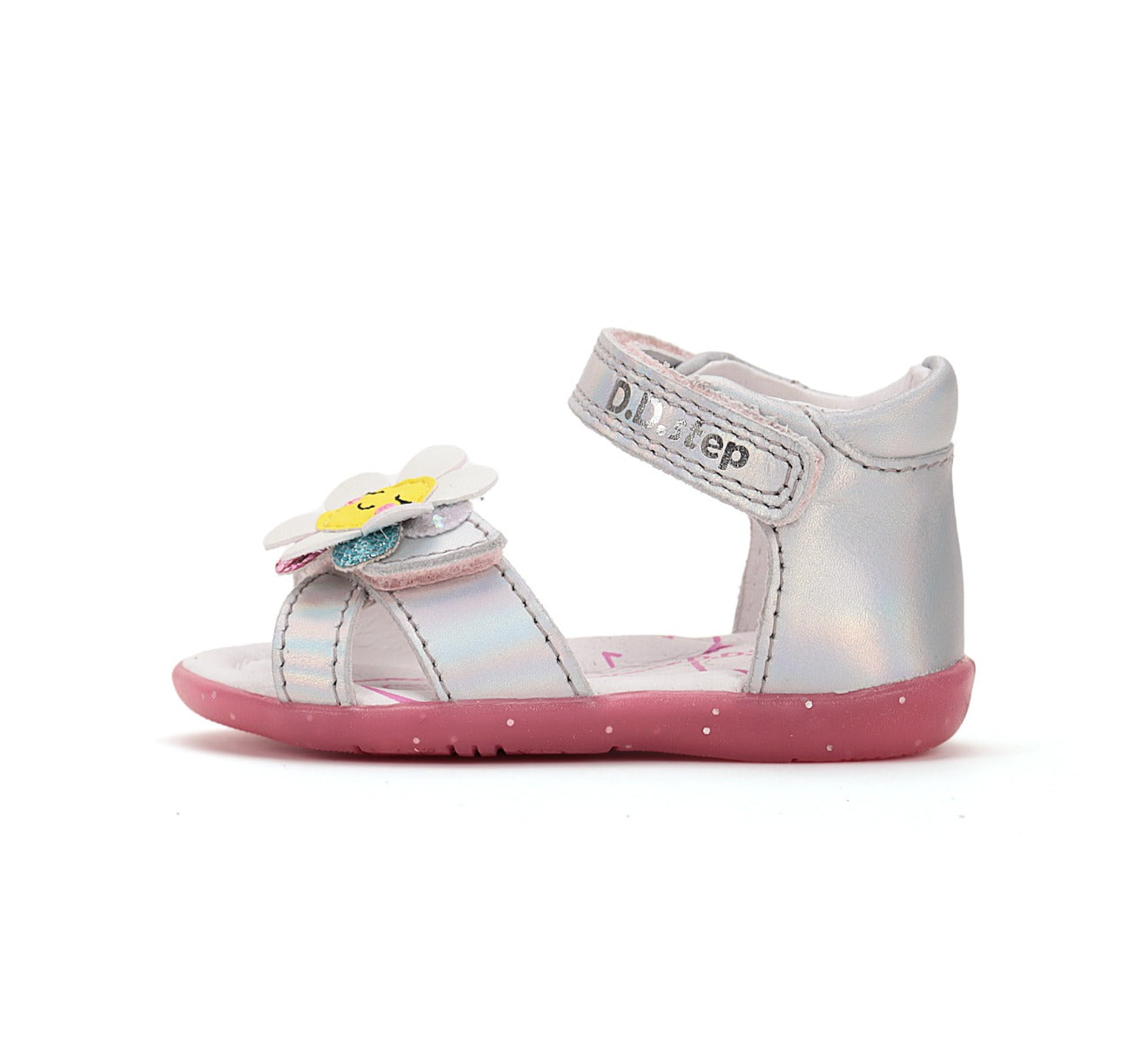 D.D.Step sandale fete 19-24 Silver cu floare Imagine secundară a produsului