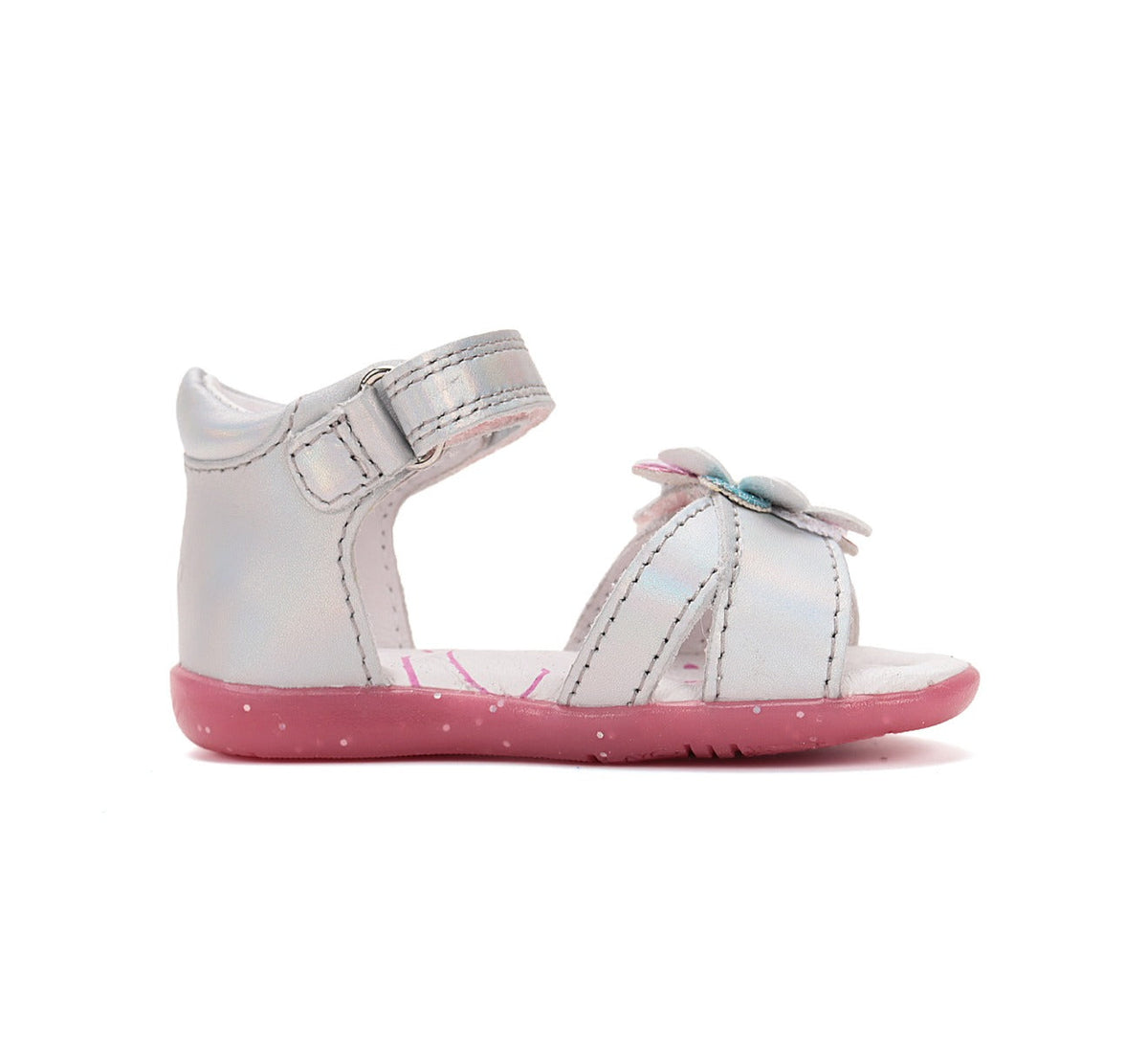 D.D.Step sandale fete 19-24 Silver cu floare
