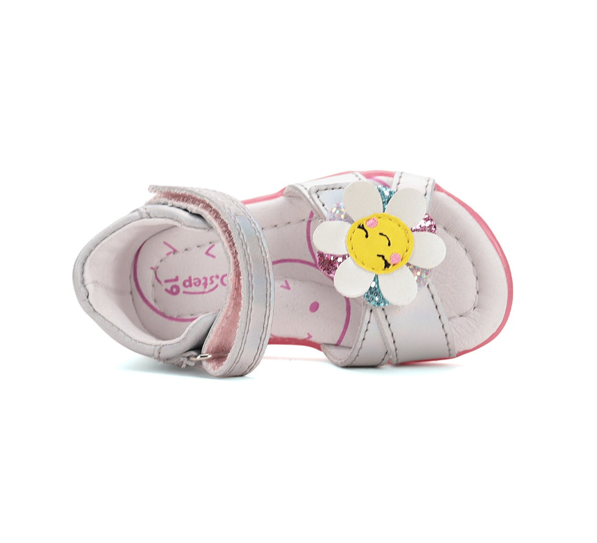 D.D.Step sandale fete 19-24 Silver cu floare