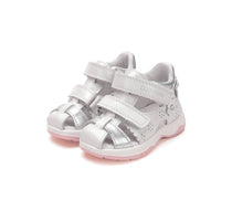 D.D.Step sandale fete 19-24 White cu floaricele argintii