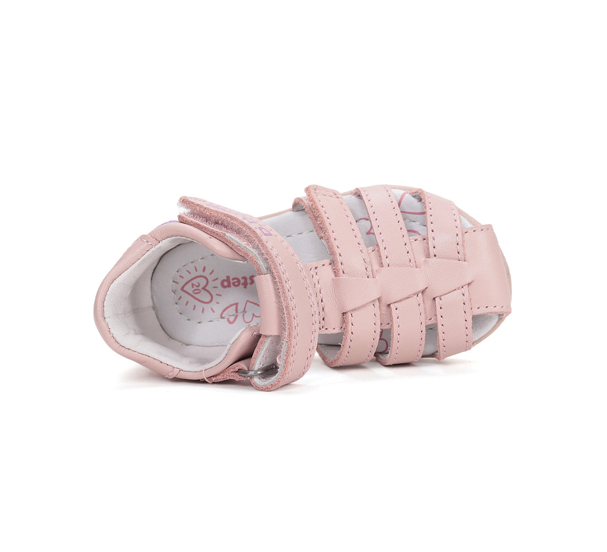 D.D.Step sandale fete piele 20-25 Baby Pink cu floare