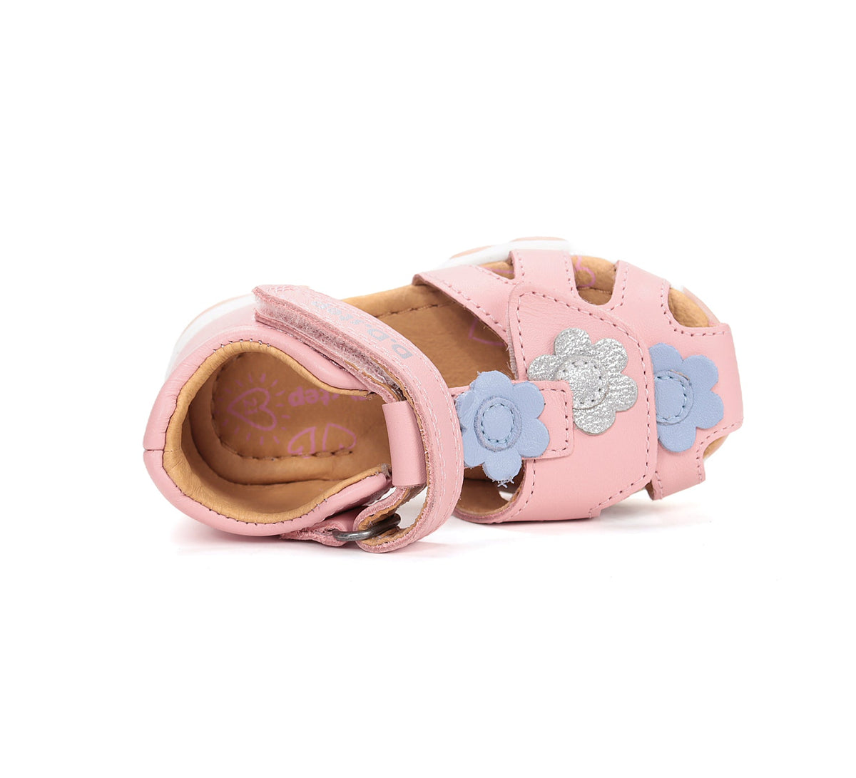 D.D.Step szandál lányoknak 20-25 Baby Pink virágokkal