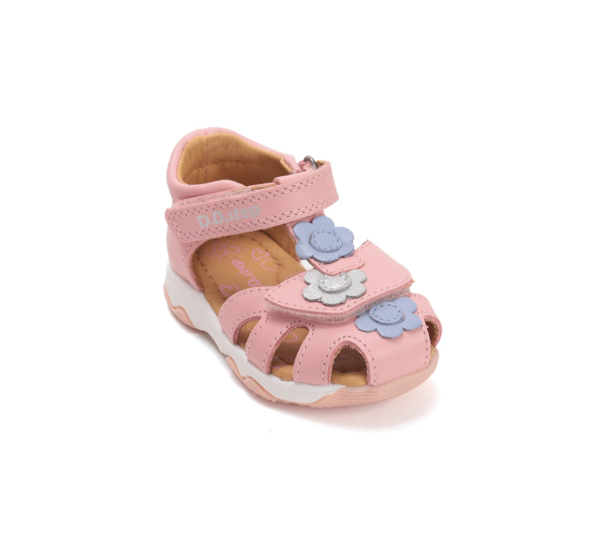 D.D.Step szandál lányoknak 20-25 Baby Pink virágokkal