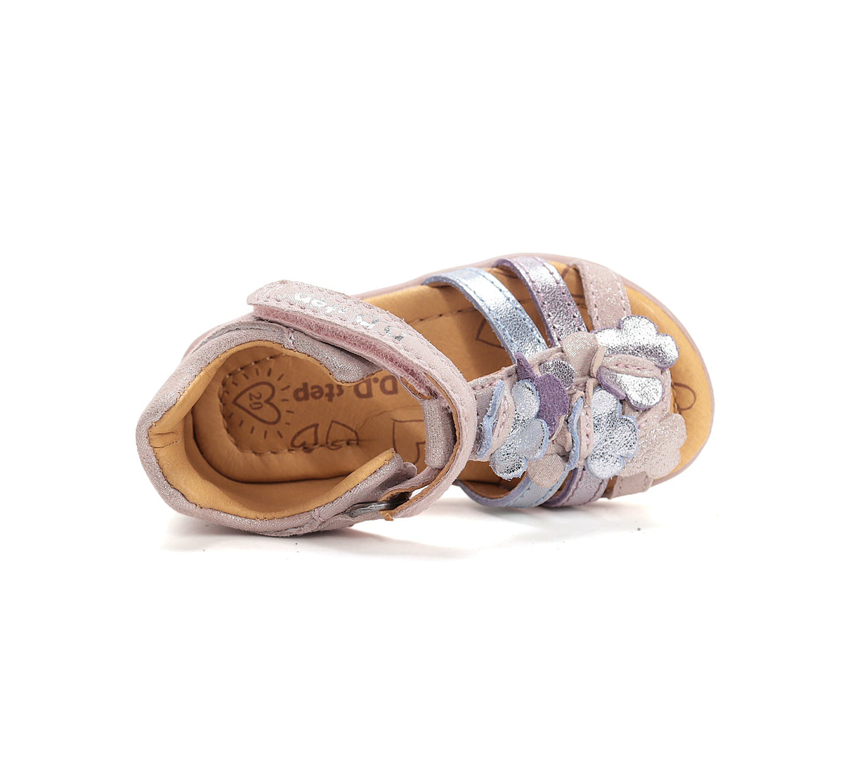 D.D.Step sandale fete 20-25 Rose gold cu floricele