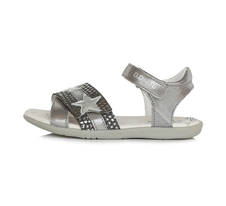 D.D.Step sandale fete 25-30, Grey cu stelute