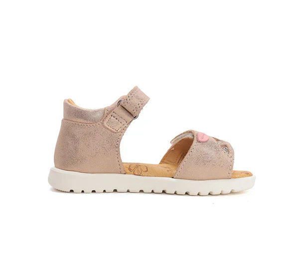 D.D.Step sandale fete 25-30 Rose Gold cu frunza