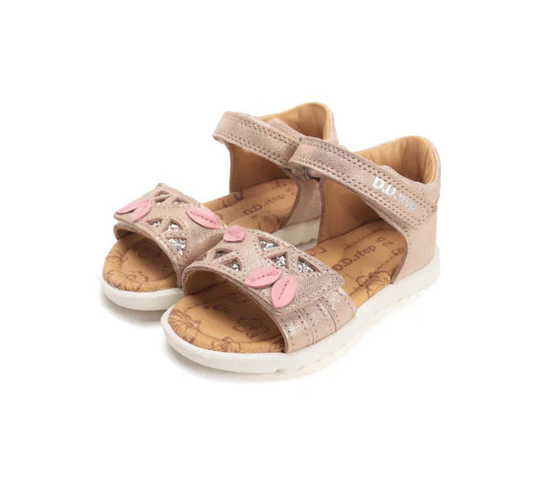 D.D.Step sandale fete 25-30 Rose Gold cu frunza Imagine principală a produsului