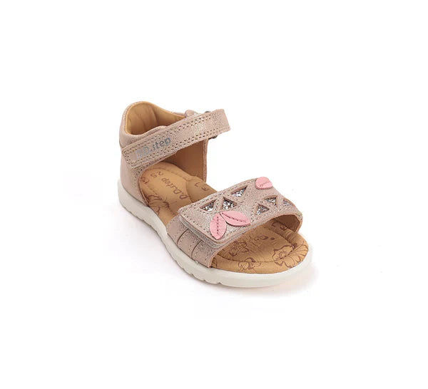 D.D.Step sandale fete 25-30 Rose Gold cu frunza