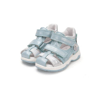 D.D.Step sandale fete 25-30 Sky Blue cu floaricele argintii