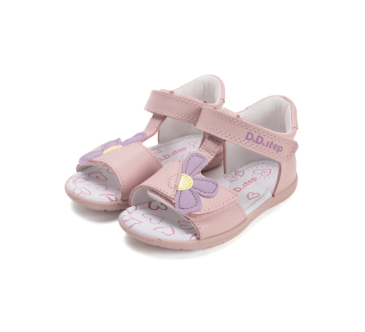 D.D.Step szandál lányka bőr 20-25 Baby Pink virággal