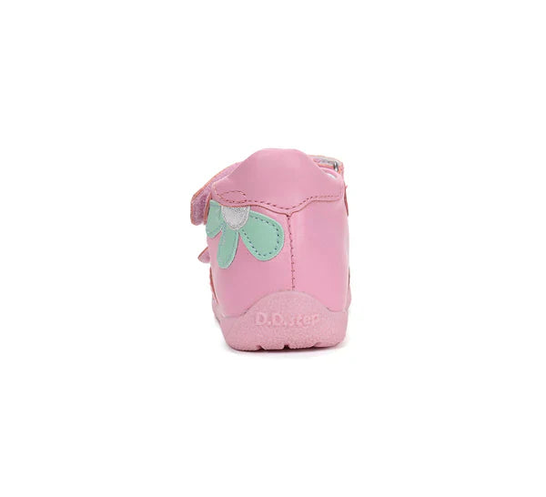 D.D.Step sandale fete piele 20-25 Daisy Pink cu floare
