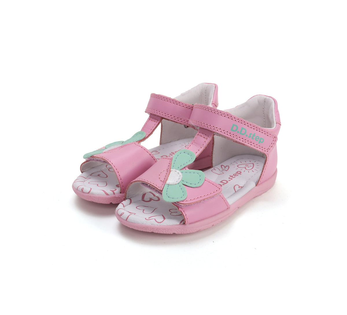 D.D.Step szandál lányoknak, bőr 20-25 Daisy Pink virágmintás Fő kép