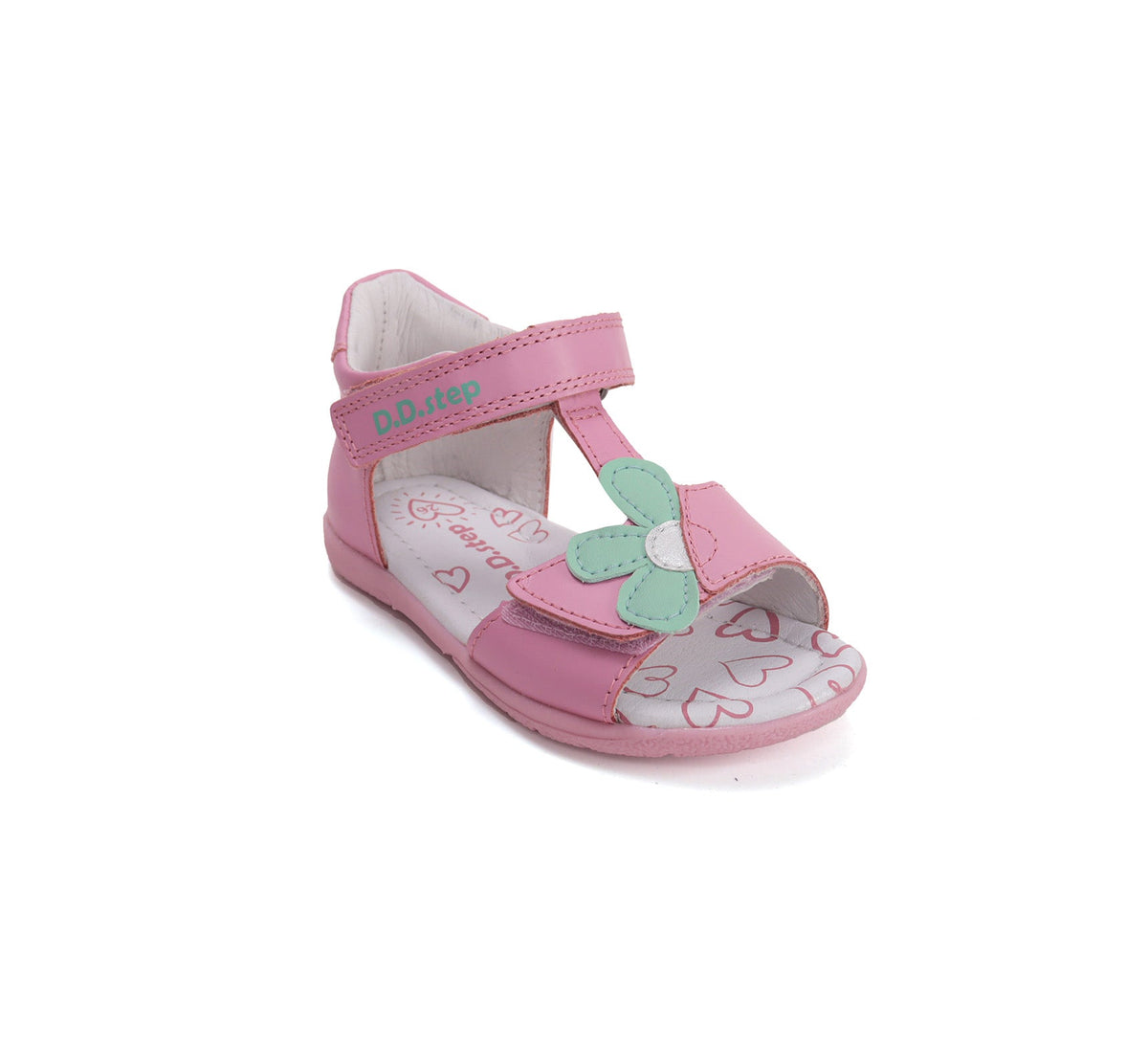 D.D.Step szandál lányoknak, bőr 20-25 Daisy Pink virágmintás