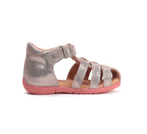 D.D.Step sandale fete piele 20-25 Gold cu floare