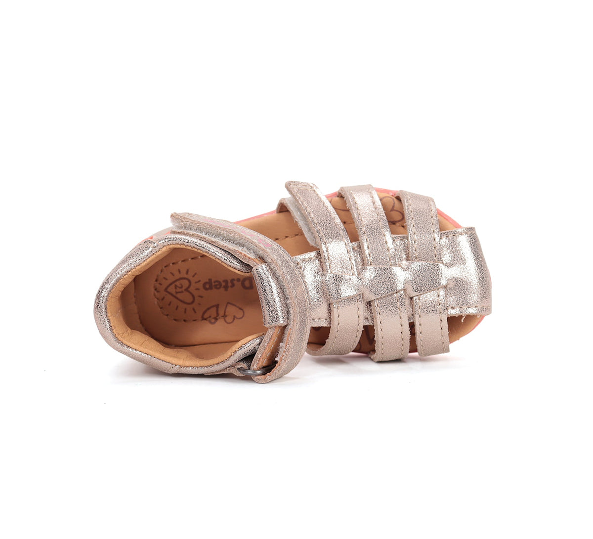 D.D.Step sandale fete piele 20-25 Gold cu floare