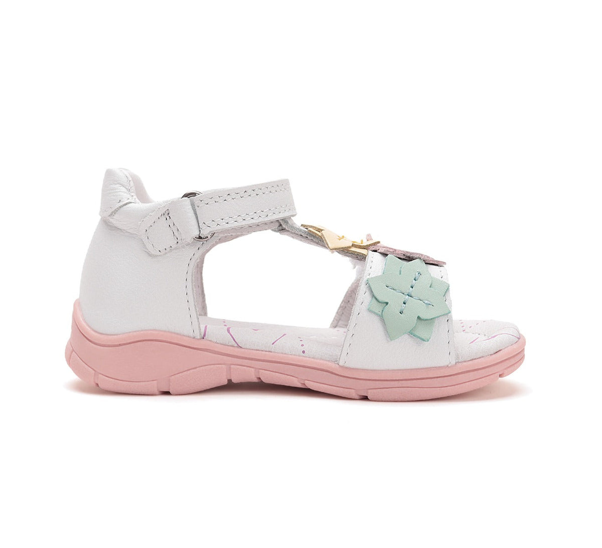 D.D.Step sandale fete Ponte20 supinati 28-33 White cu floricele
