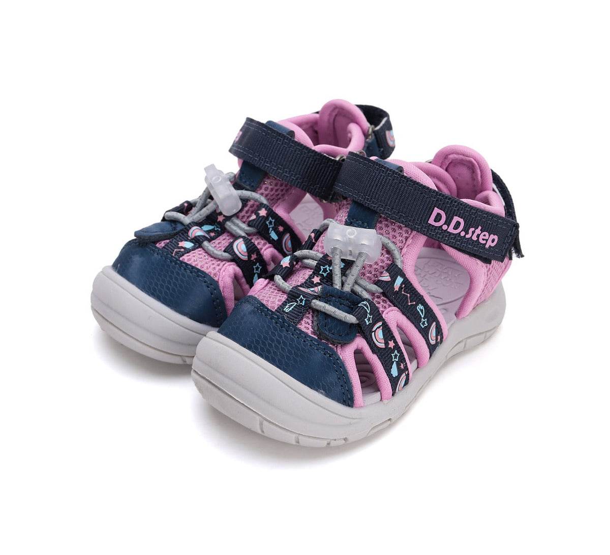 D.D.Step sandale fete "Quick Dry" 26-31 Mauve cu curcubeu
