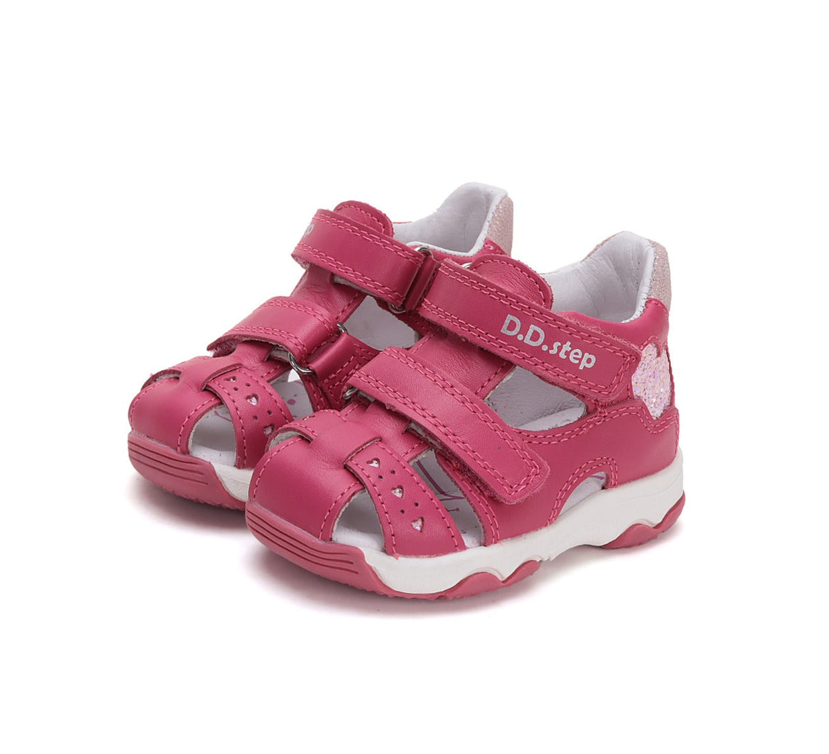 D.D.Step sandale fetite 26-31 Dark Pink cu inimoara Imagine principală a produsului