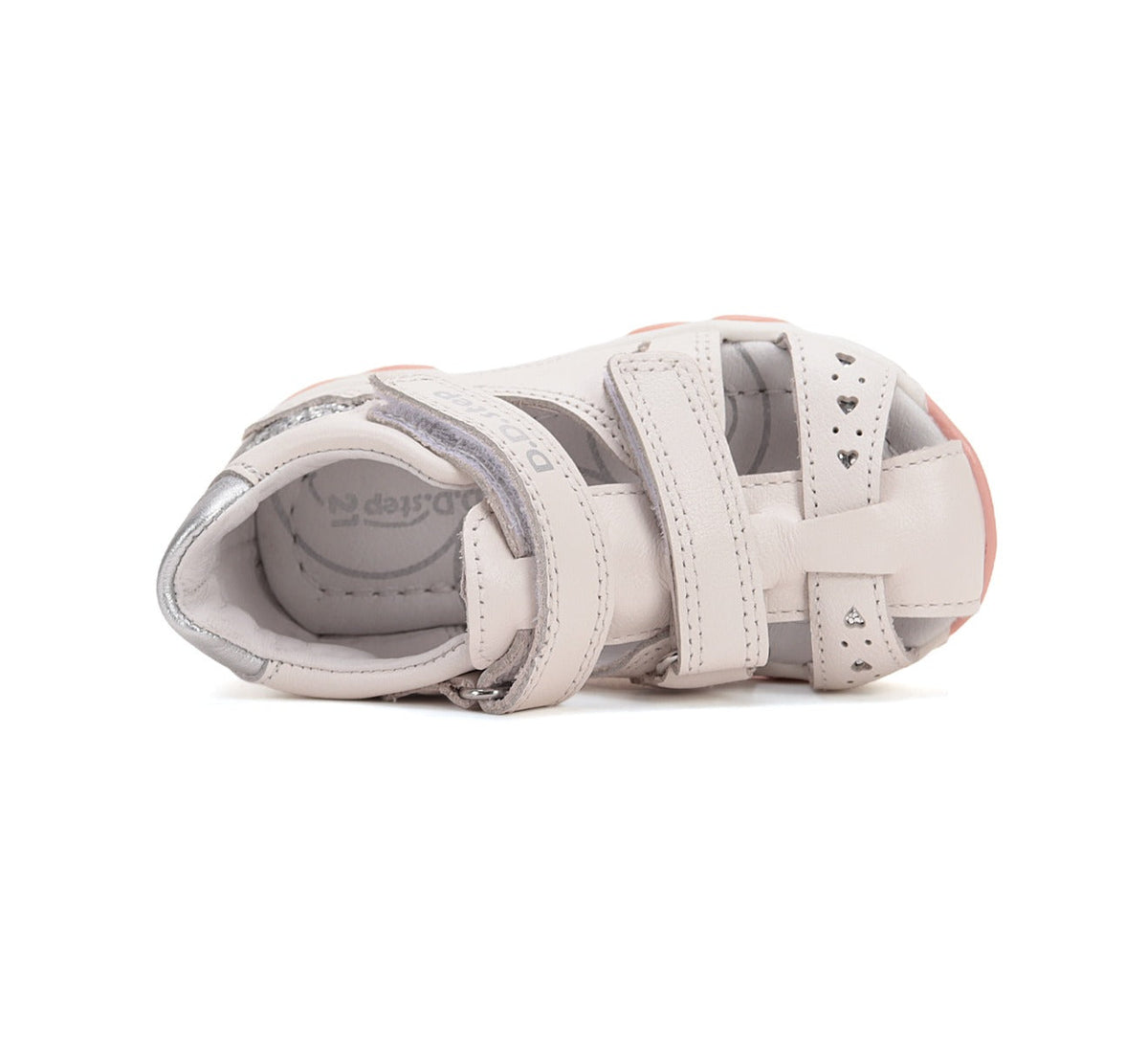 D.D.Step sandale fetite 26-31 White cu inimoara
