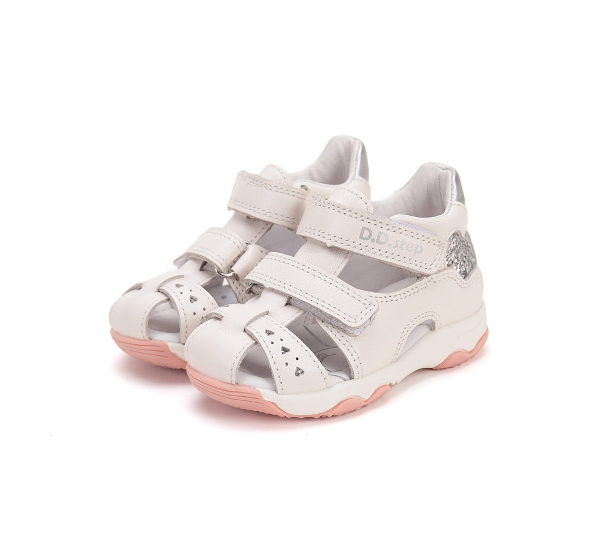D.D.Step sandale fetite 26-31 White cu inimoara Imagine principală a produsului