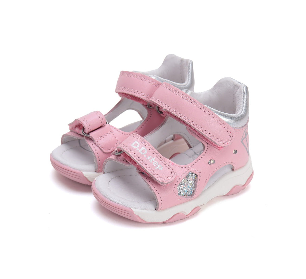 D.D.Step sandale fetite cu LED 20-25 Daisy Pink cu diamante
