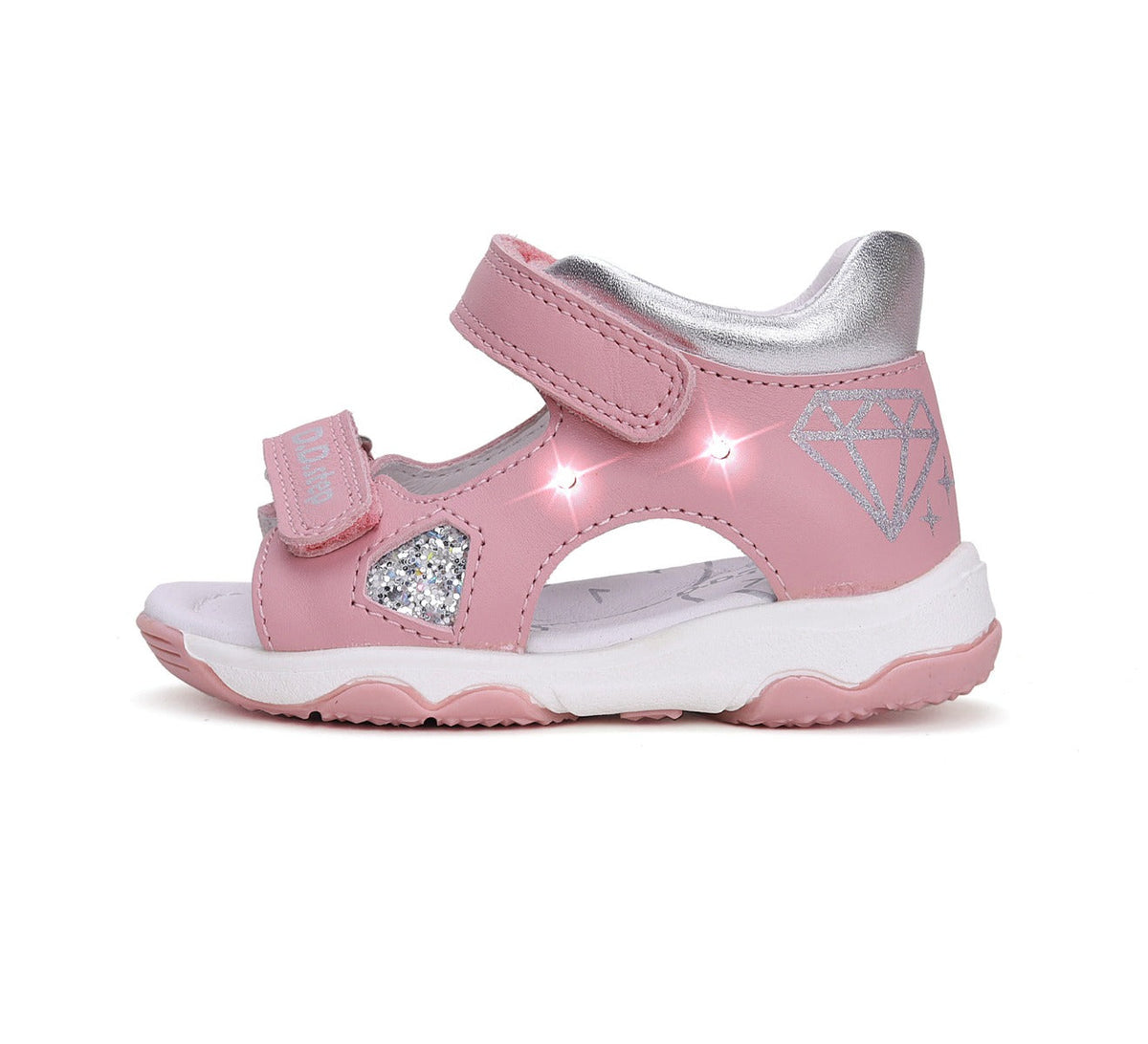 D.D.Step sandale fetite cu LED 20-25 Daisy Pink cu diamante