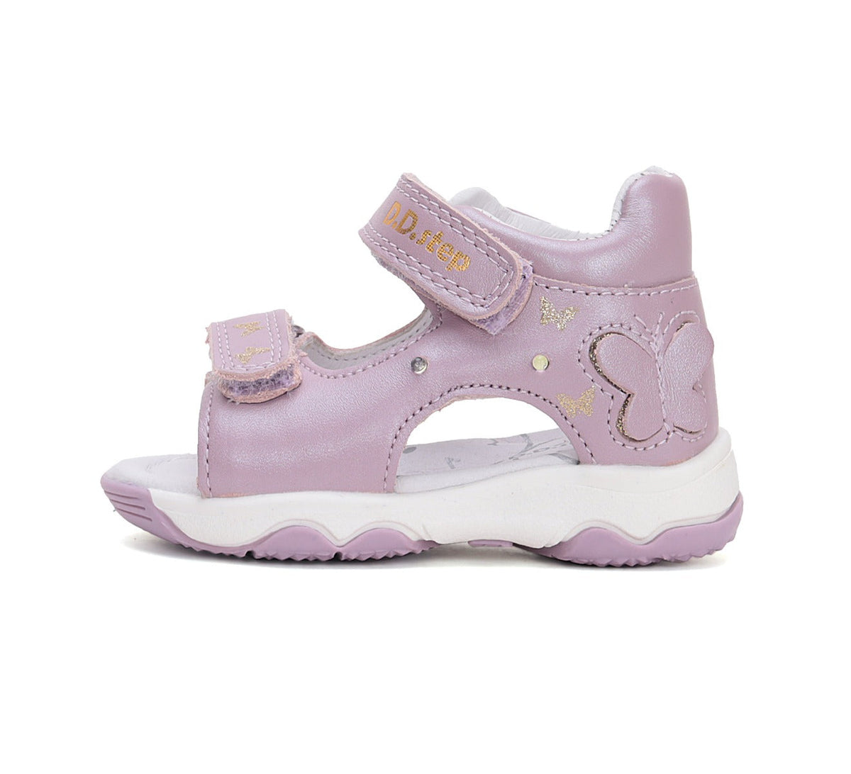 D.D.Step sandale fetite cu LED 26-31 Mauve cu fluturasi