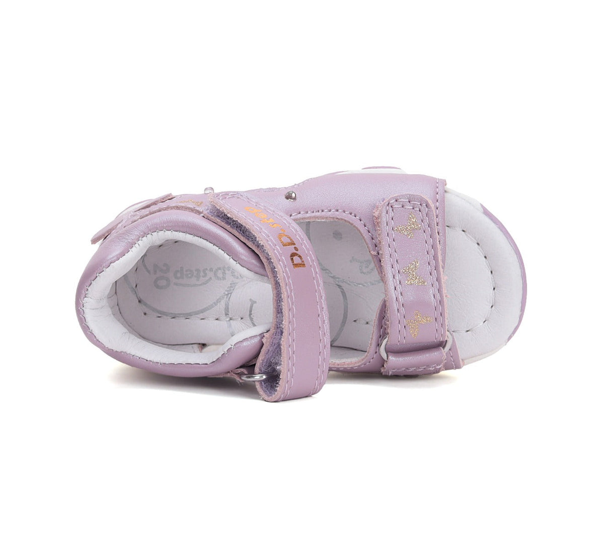 D.D.Step sandale fetite cu LED 20-25 Mauve cu fluturasi