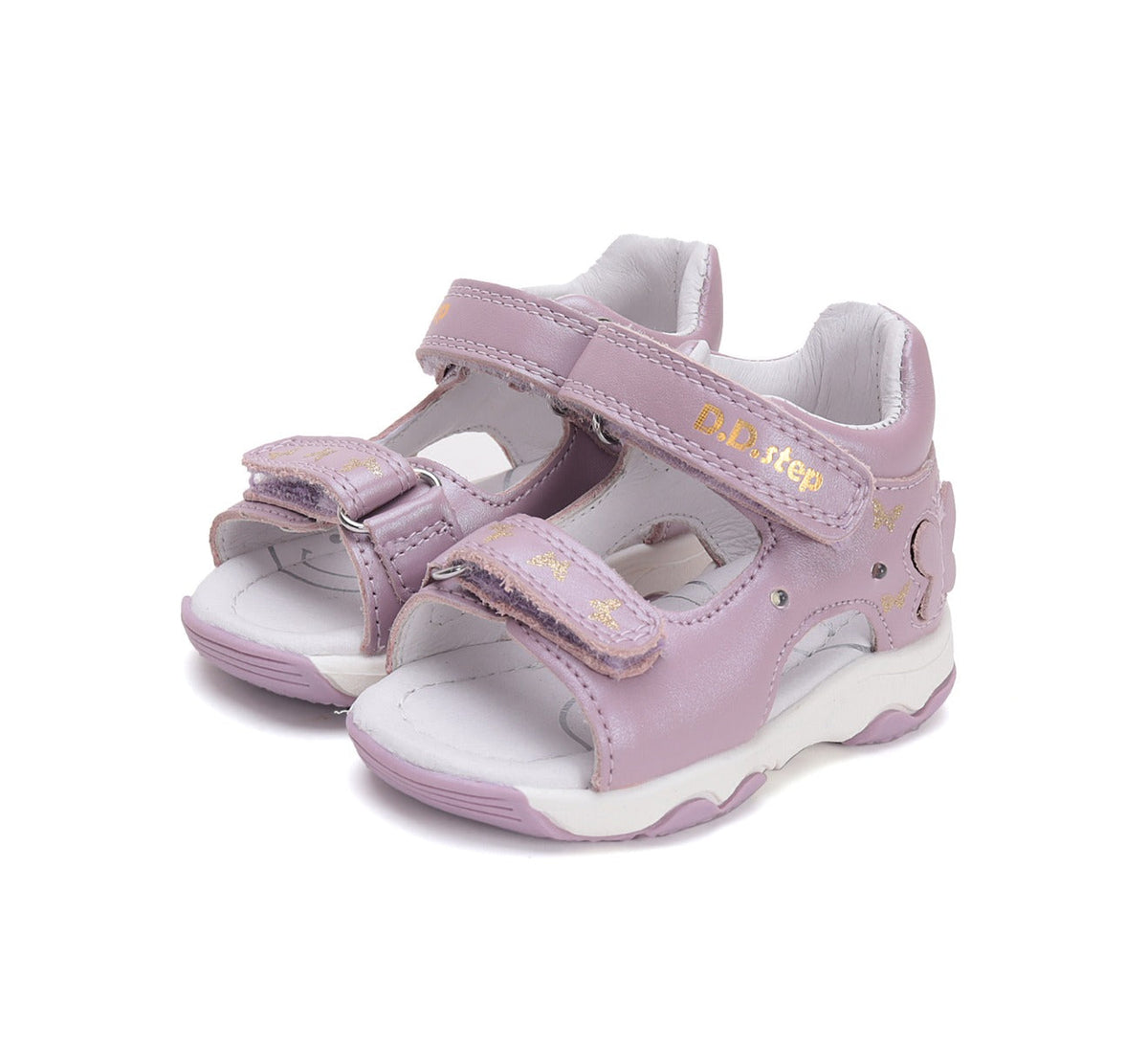 D.D.Step sandale fetite cu LED 26-31 Mauve cu fluturasi Imagine principală a produsului