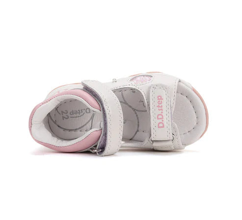 D.D.Step sandale fetite cu LED 26-31 White cu diamante