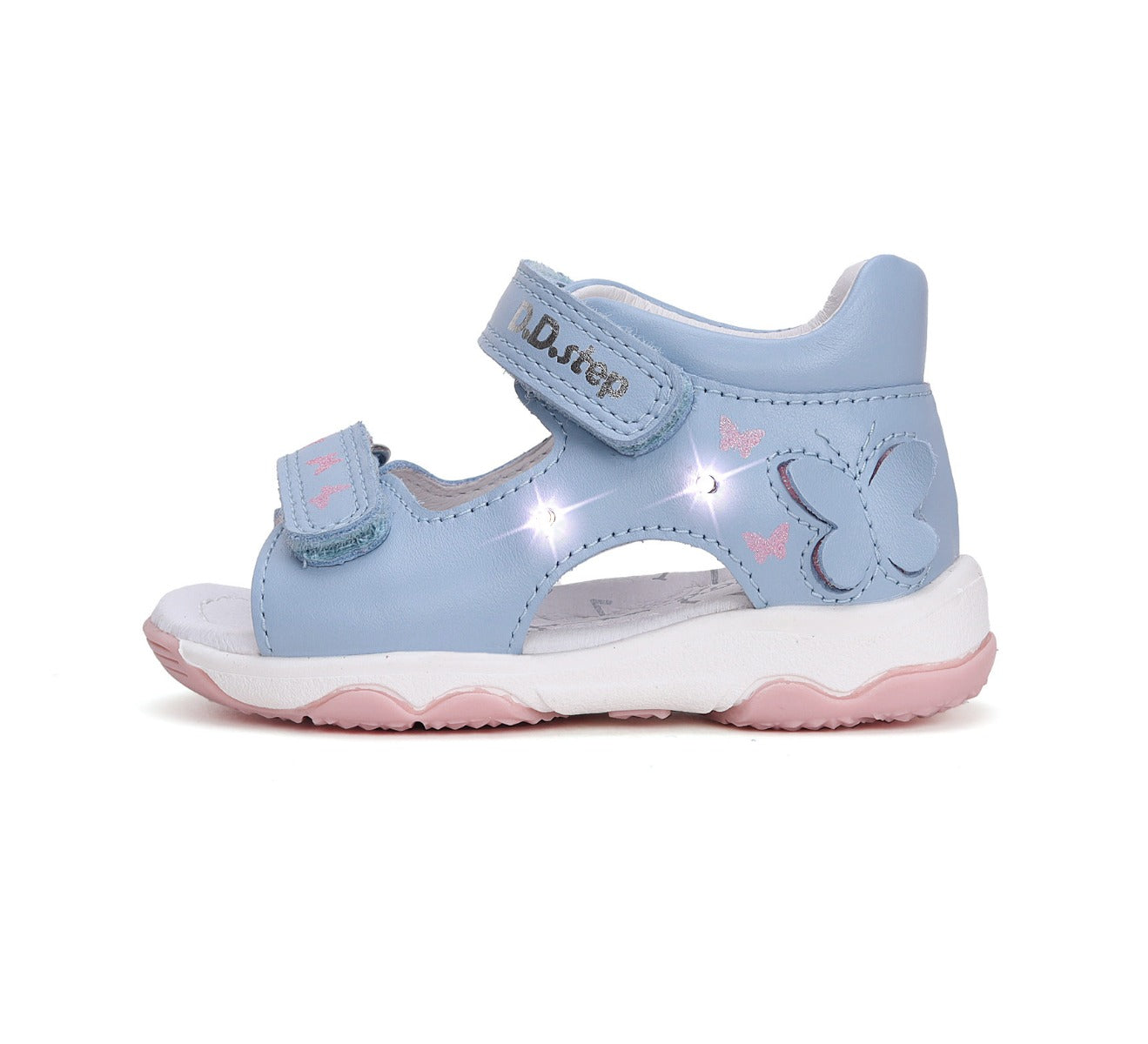 D.D.Step sandale fetite cu LED 26-31 Sky Blue cu fluturasi Imagine secundară a produsului