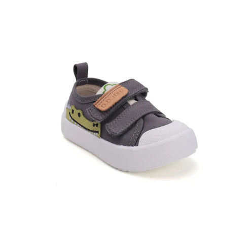 D.D.Step tenisi baieti 20-25 Dark Grey cu crocodil