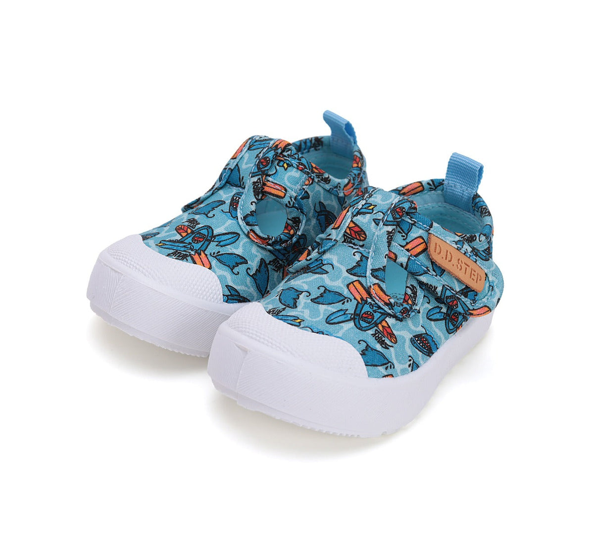 D.D.Step tenisi baieti decupati 20-25 Sky Blue cu Rechin