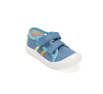 D.D.Step tenisi baieti din panza 28-33 Aero Blue cu dungi