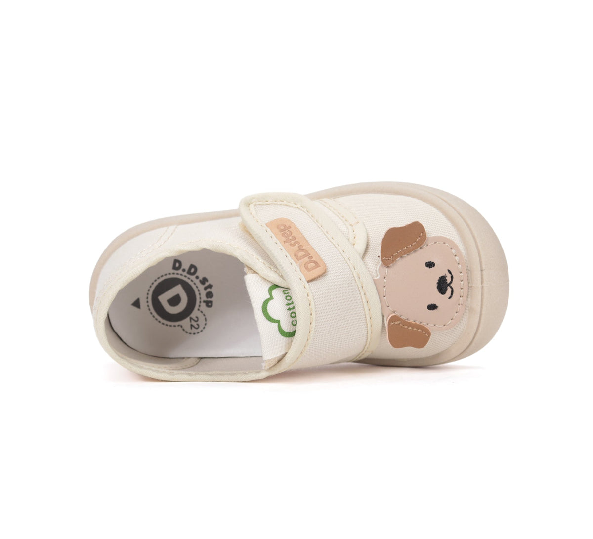 D.D.Step tenisi baieti din panza 22-27 Cream cu catel