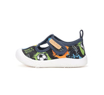 D.D.Step tenisi baieti decupati din panza 22-33 Royal Blue cu graffiti