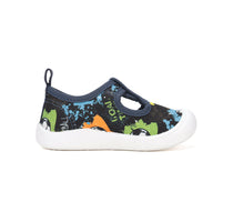D.D.Step tenisi baieti decupati din panza 22-33 Royal Blue cu graffiti