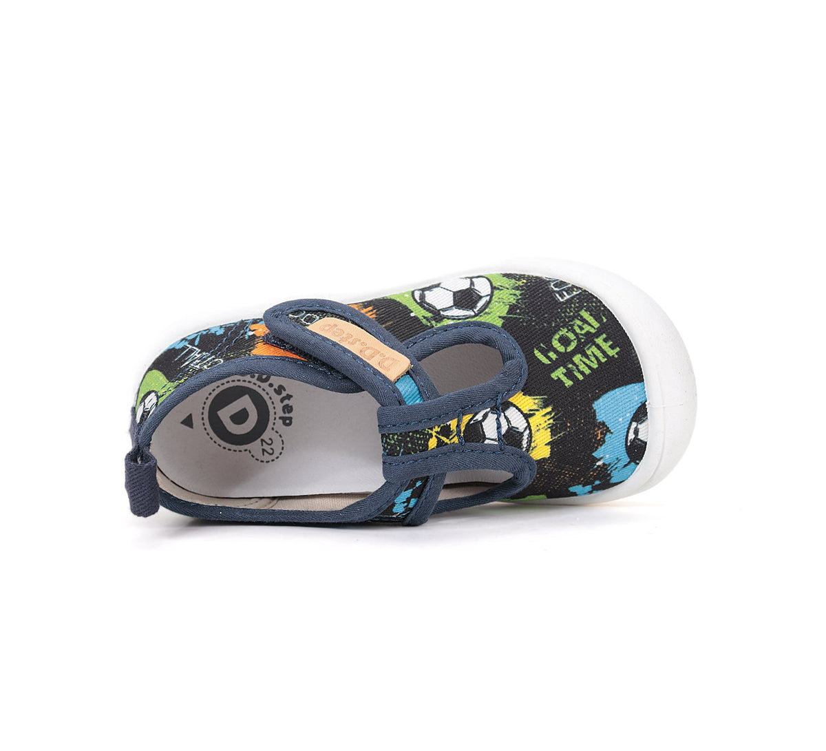D.D.Step tenisi baieti decupati din panza 22-33 Royal Blue cu graffiti