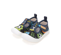 D.D.Step tenisi baieti decupati din panza 22-33 Royal Blue cu graffiti