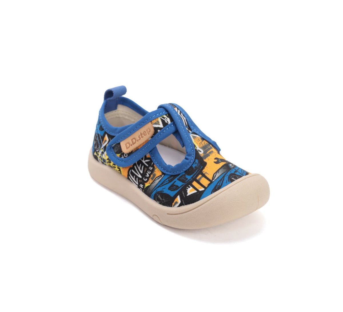 D.D.Step tenisi baieti decupati din panza 22-33 Aero Blue Never