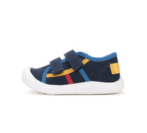 D.D.Step tenisi baieti din panza 22-27 Royal Blue cu dungi