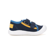 D.D.Step tenisi baieti din panza 22-27 Royal Blue cu dungi