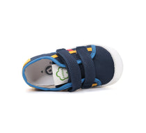D.D.Step tenisi baieti din panza 22-27 Royal Blue cu dungi
