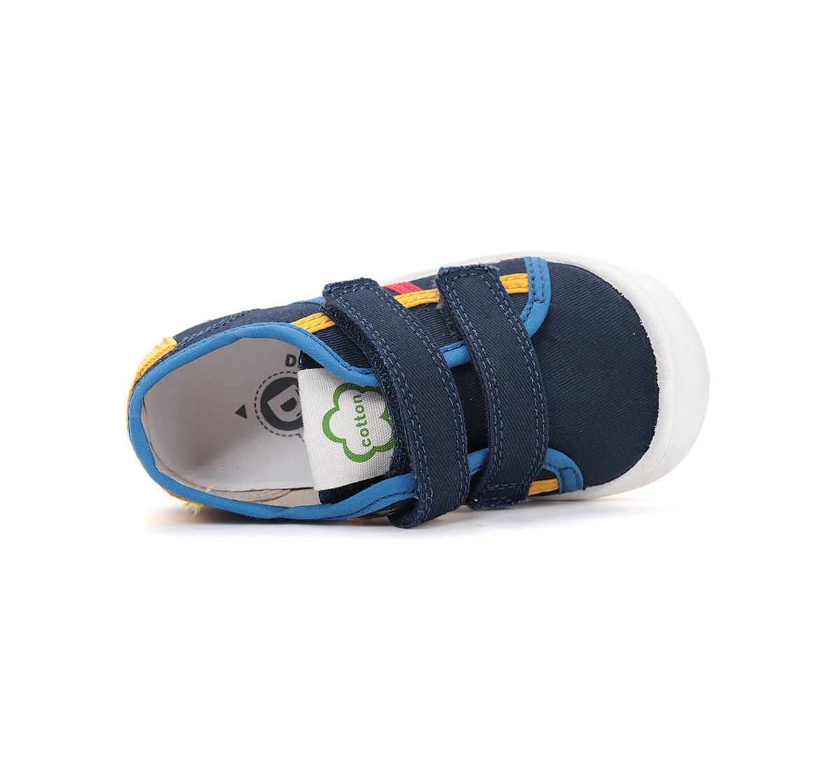 D.D.Step tenisi baieti din panza 22-27 Royal Blue cu dungi